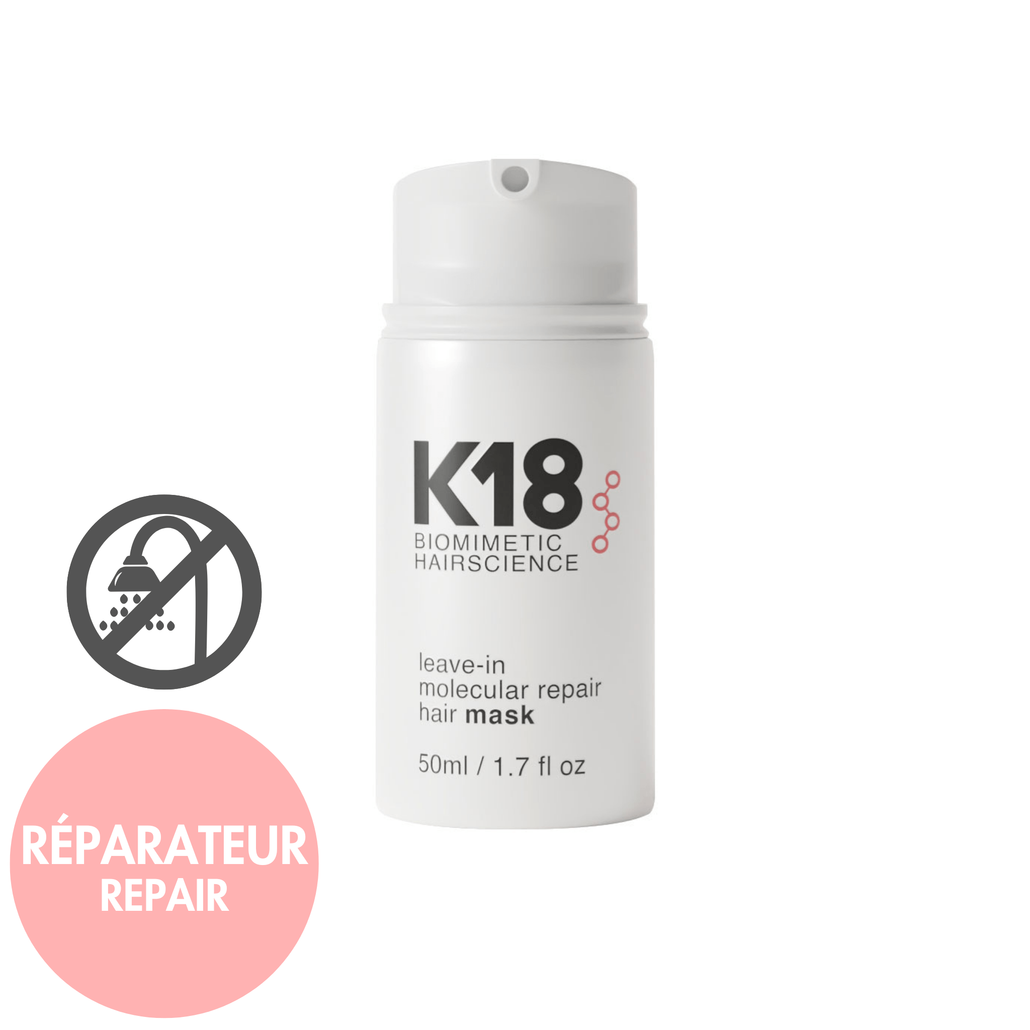 K18. Masque Sans Rinçage à Réparation Moléculaire - 50 ml - Concept C. Shop