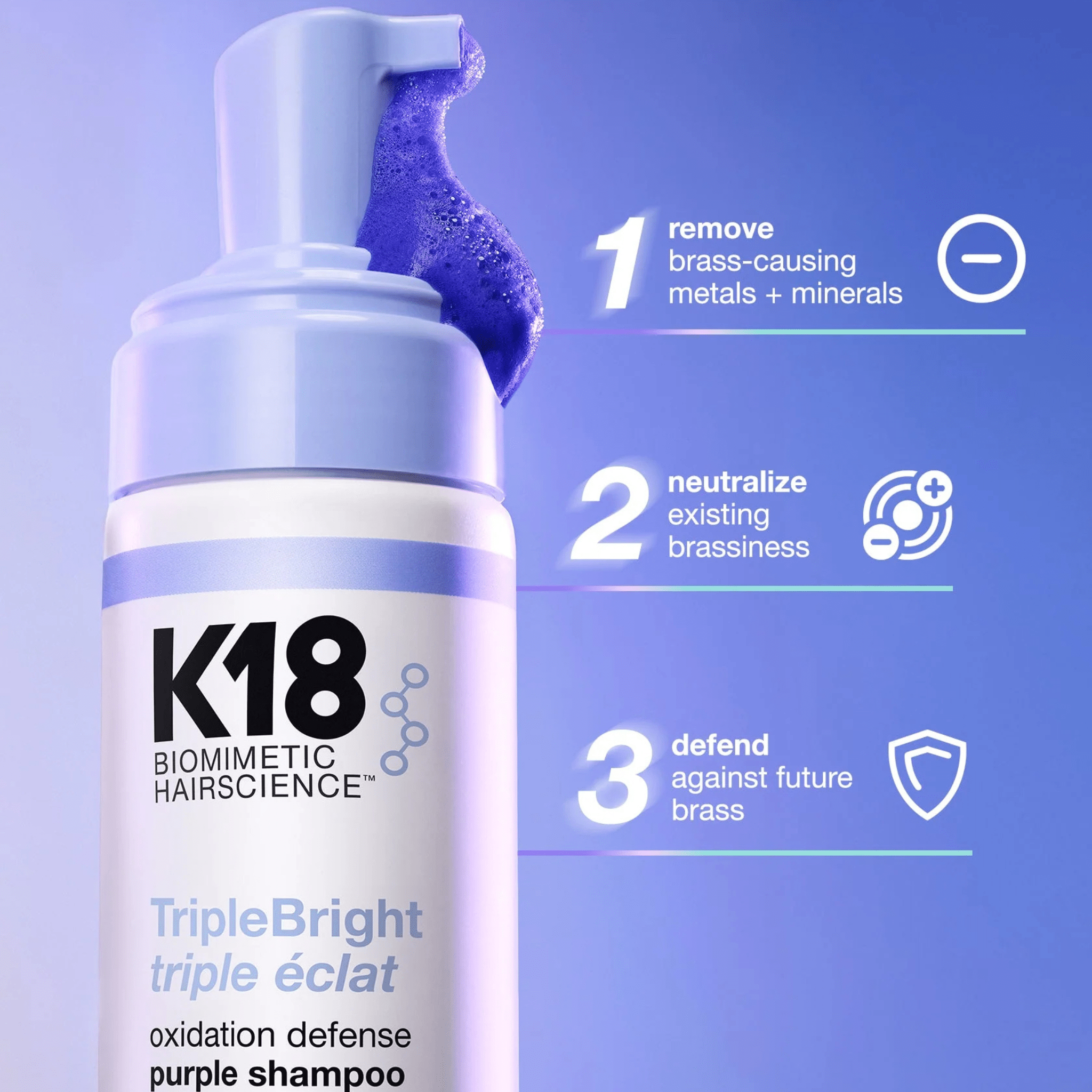 K18. Shampoing Violet Défense Anti - Oxydation Triple Éclat - 125 ml - Concept C. Shop