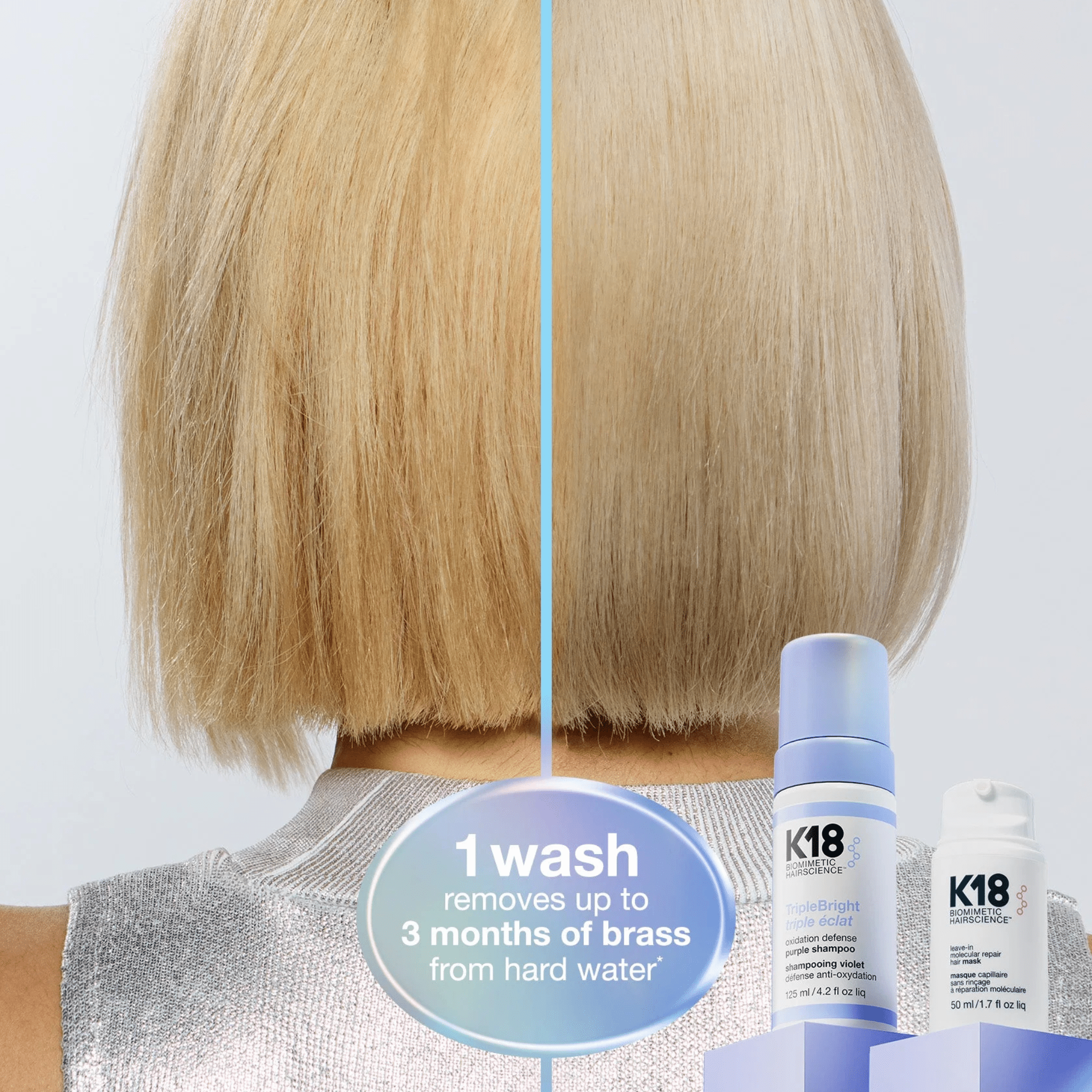 K18. Shampoing Violet Défense Anti - Oxydation Triple Éclat - 125 ml - Concept C. Shop