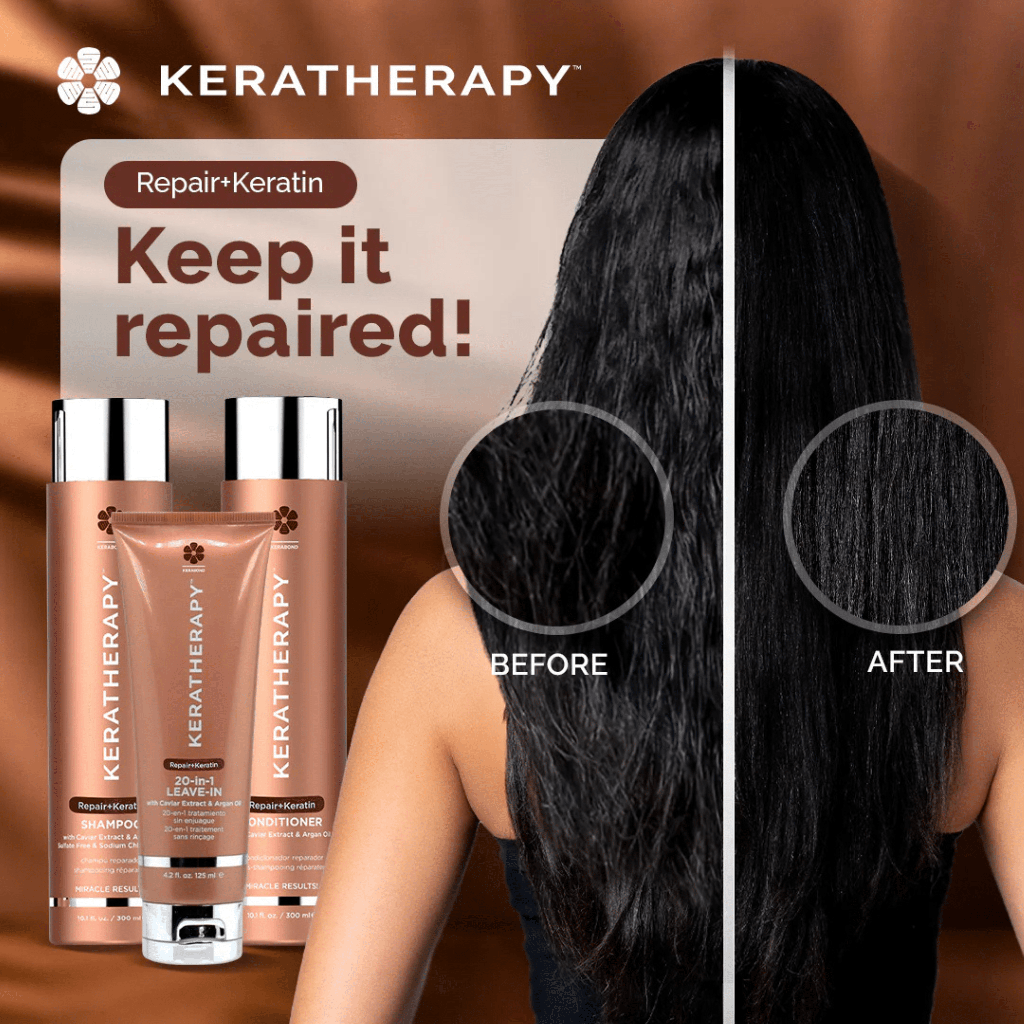 Keratherapy. Traitement Sans - Rinçage 20 - en - 1 Repair+Keratin - 125 ml - Concept C. Shop