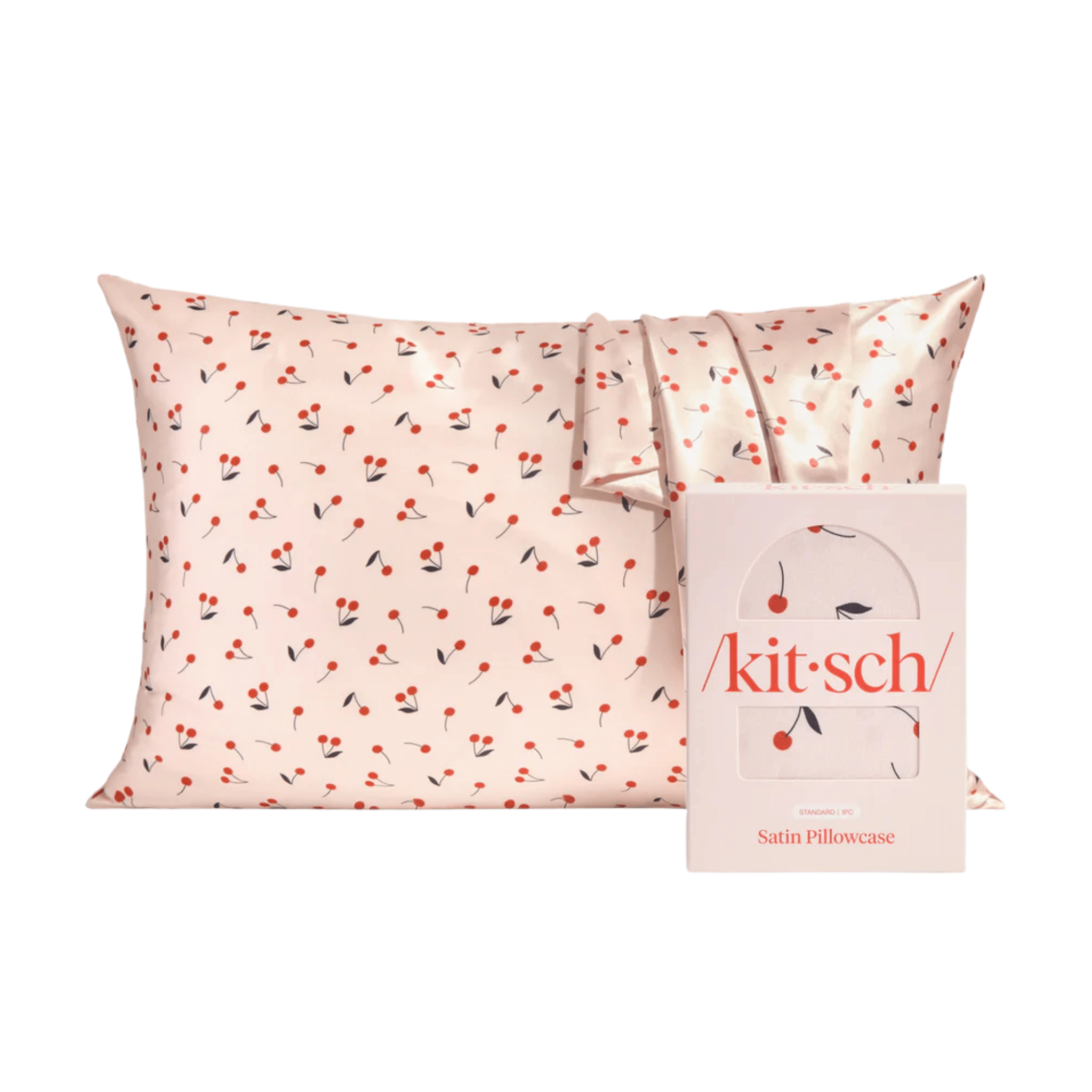 Kitsch. Taie D'Oreiller En Satin - Cerises - Concept C. Shop