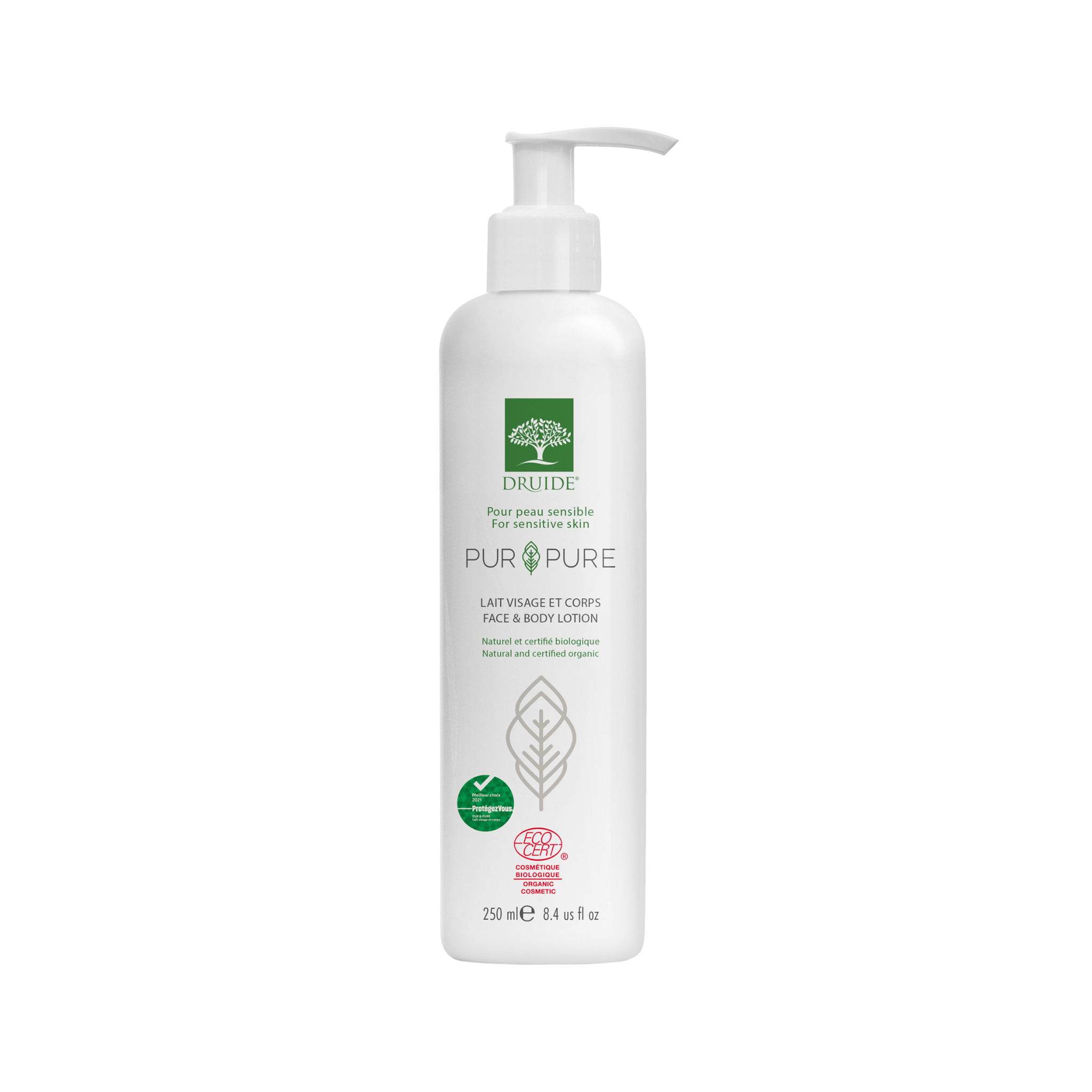 Laboratoires Druide. Lait Corps et Visage pour Peau Sensible Pur&Pure - 250 ml - Concept C. Shop