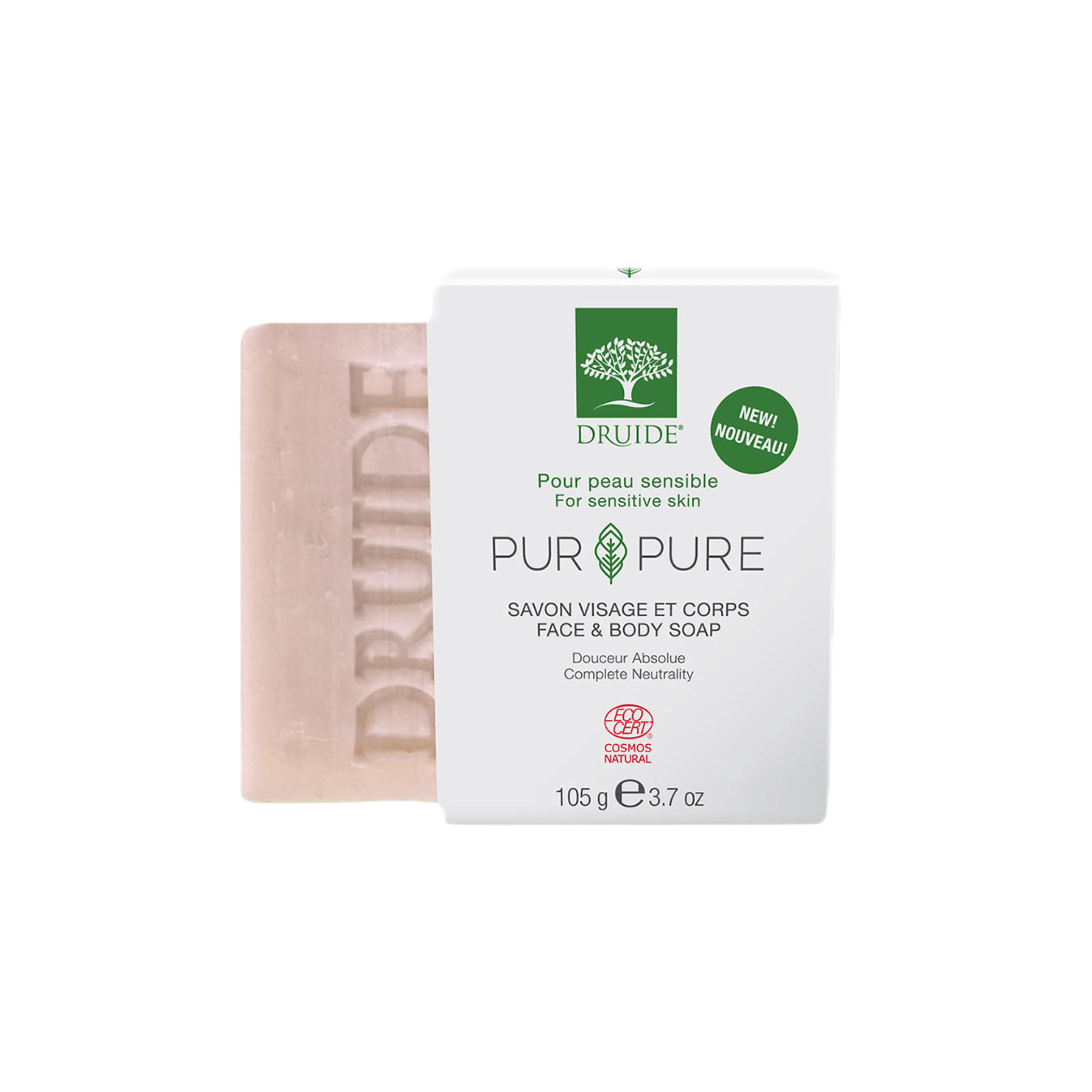 Laboratoires Druide. Savon Visage et Corps pour Peau Sensible Pur&Pure - 105 g - Concept C. Shop