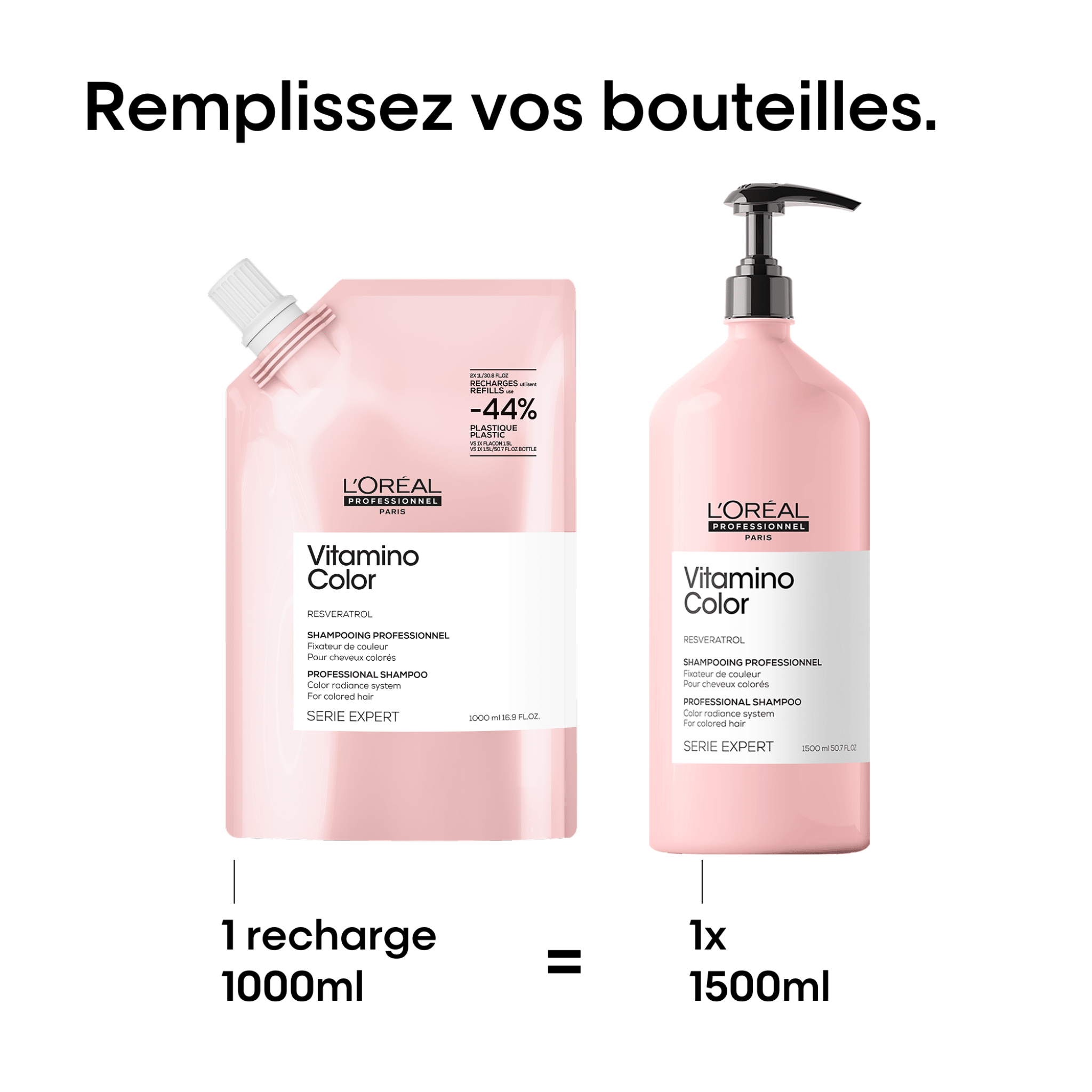L'Oréal. Série Expert Shampoing Fixateur De Couleur Vitamino Color (Recharge) - 1000 ml - Concept C. Shop