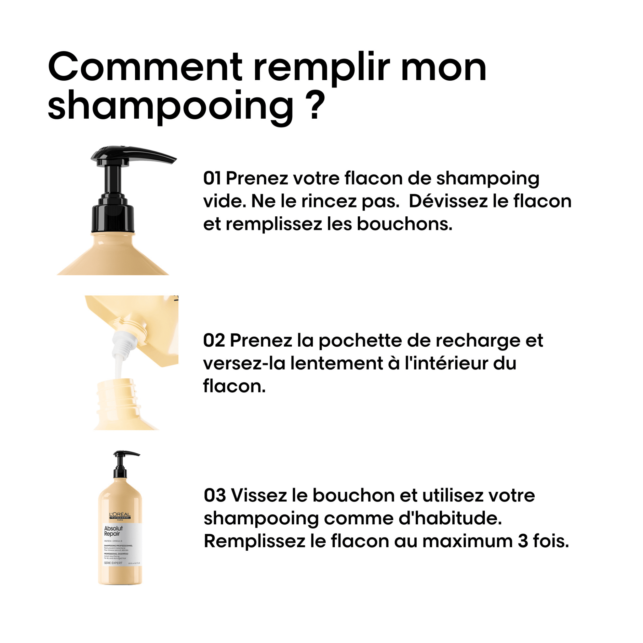 L'Oréal. Série Expert Shampoing Restructurant Absolut Repair (Recharge) - 1000 ml - Concept C. Shop