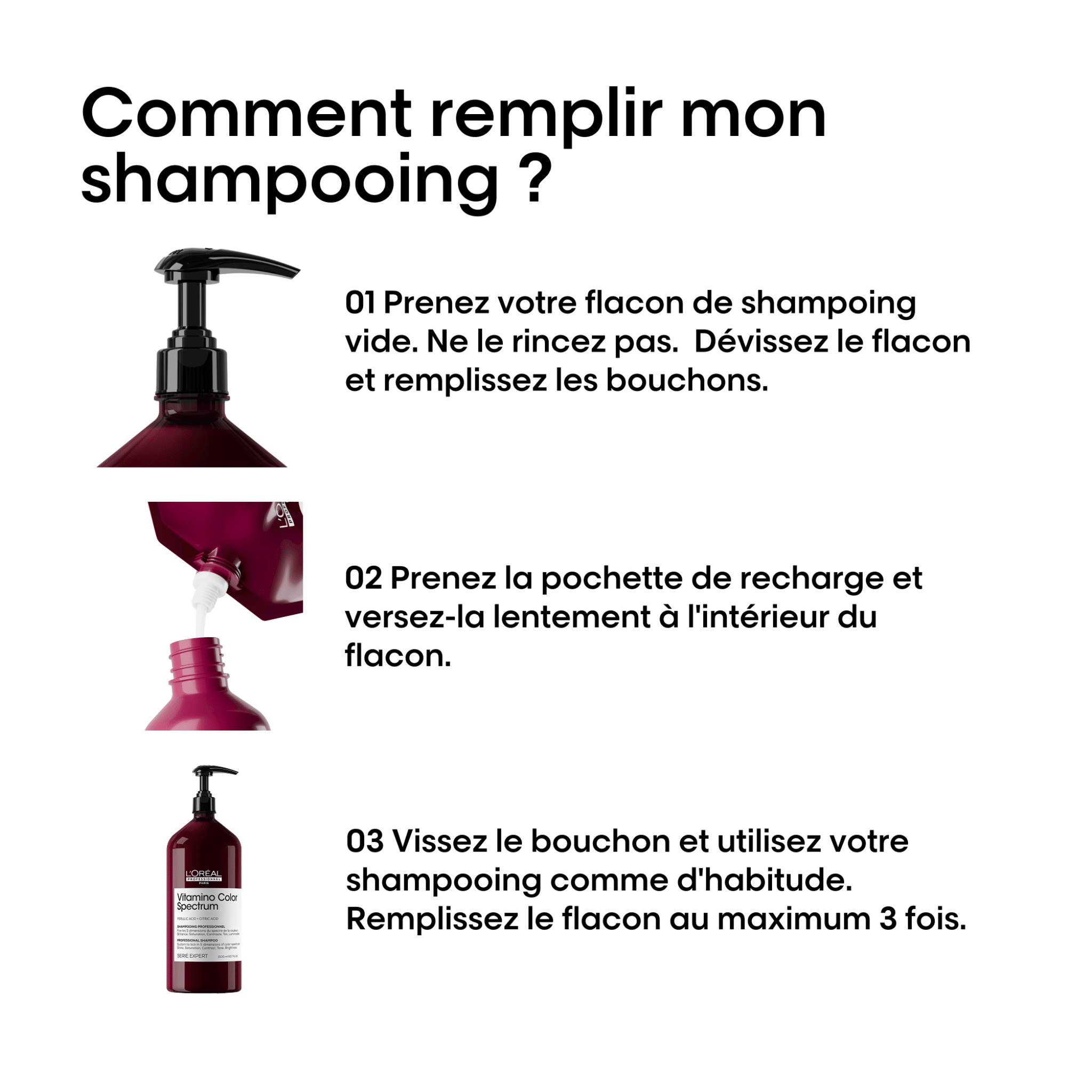 L'Oréal. Série Expert Shampoing Vitamino Color Spectrum (Recharge) - 1000 ml - Concept C. Shop