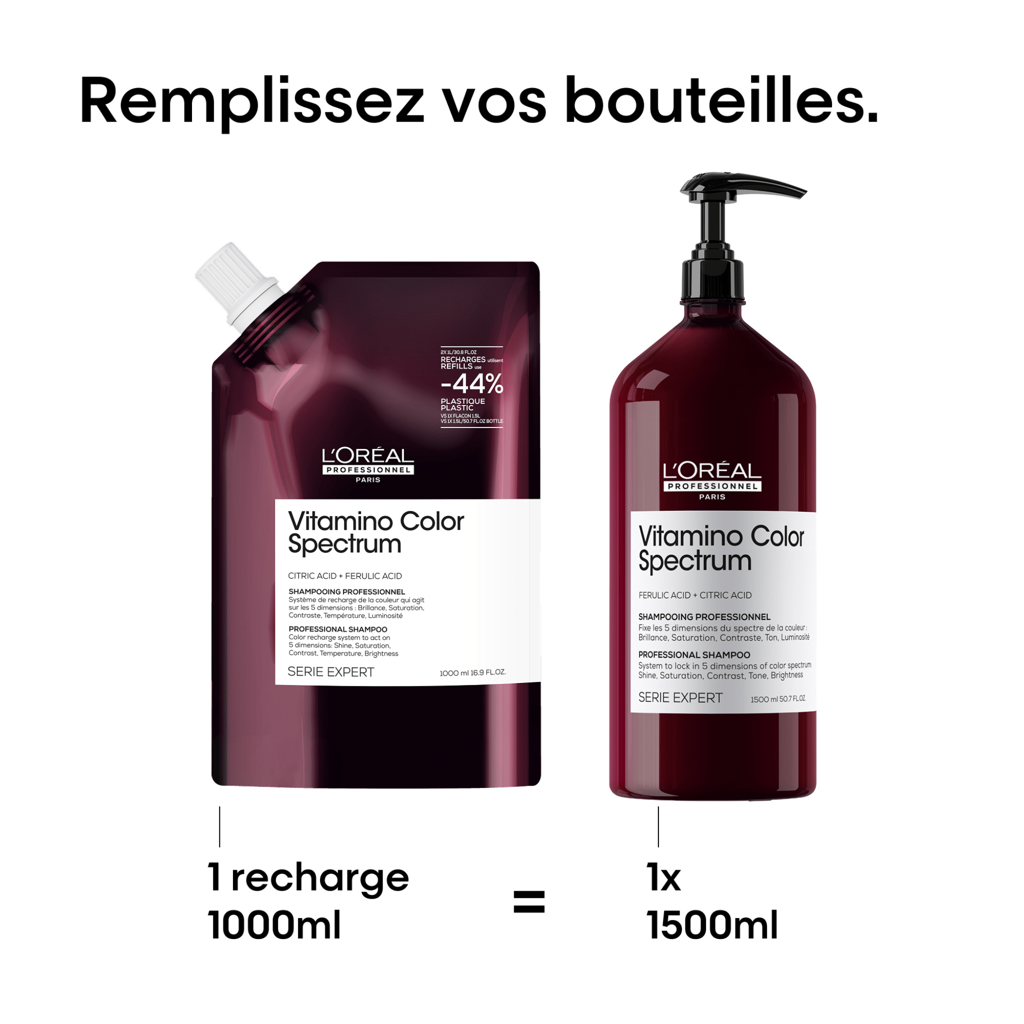 L'Oréal. Série Expert Shampoing Vitamino Color Spectrum (Recharge) - 1000 ml - Concept C. Shop