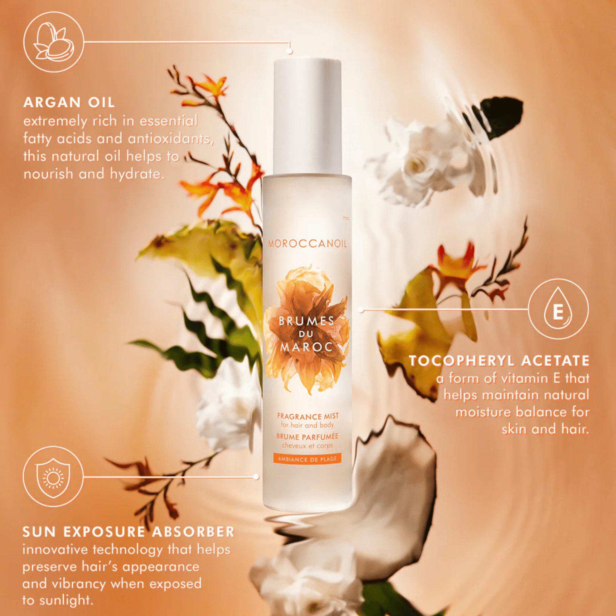 Moroccanoil. Brume Parfumée Cheveux et Corps Brumes du Maroc - Ambiance de Plage - 30 ml - Concept C. Shop