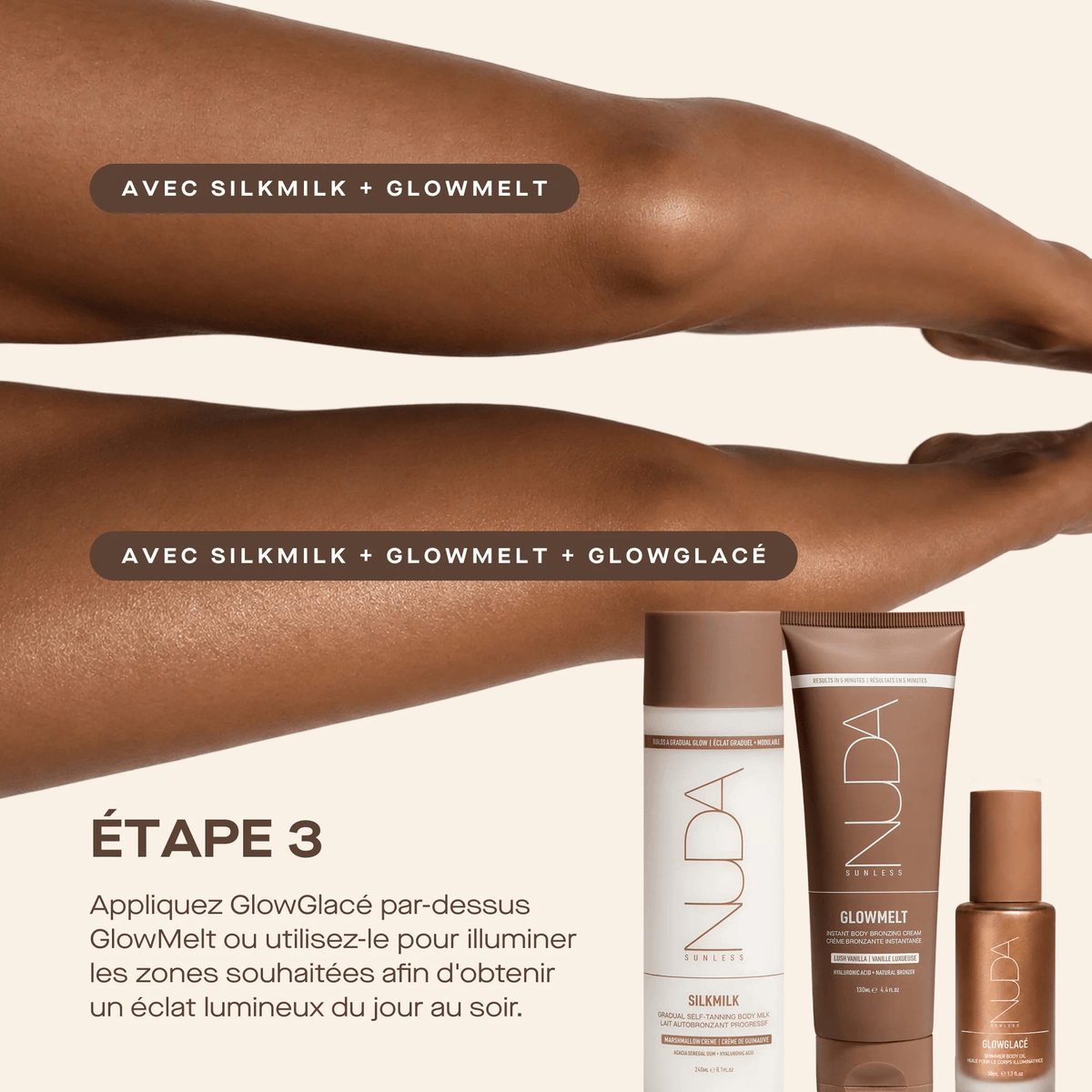 Nuda. Coffret Radiance Intégrale - Silkmilk, Glowmelt, Glowglacé et Pinceau - Concept C. Shop