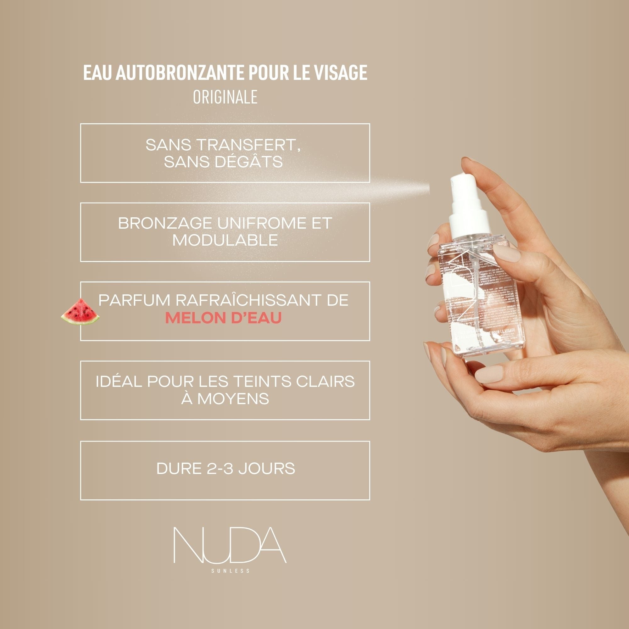 Nuda. Eau Autobronzante Pour Le Visage - Pâle à Moyen - 75 ml - Concept C. Shop