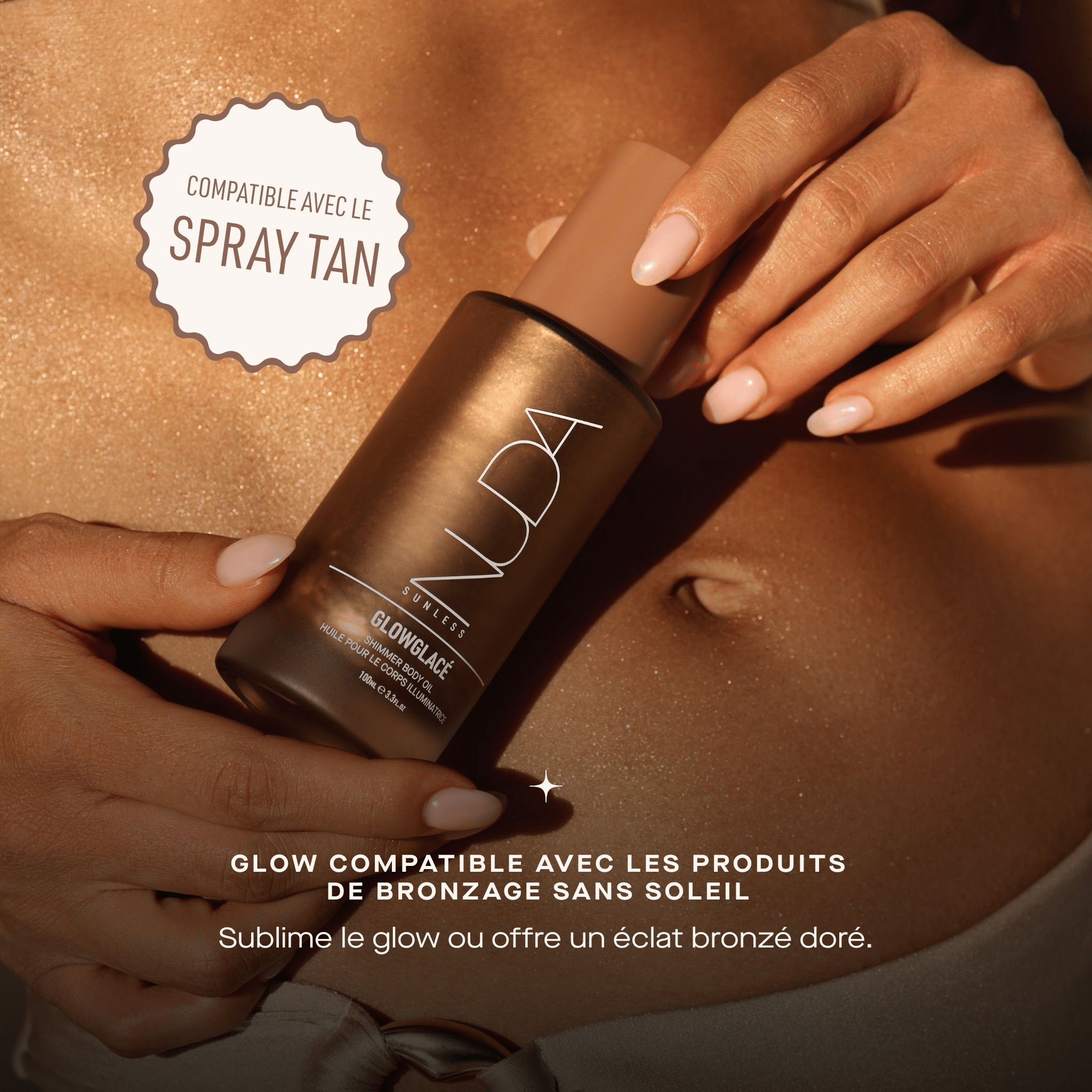 Nuda. Huile Corporelle Scintillante Légère Glowglacé - 100 ml - Concept C. Shop