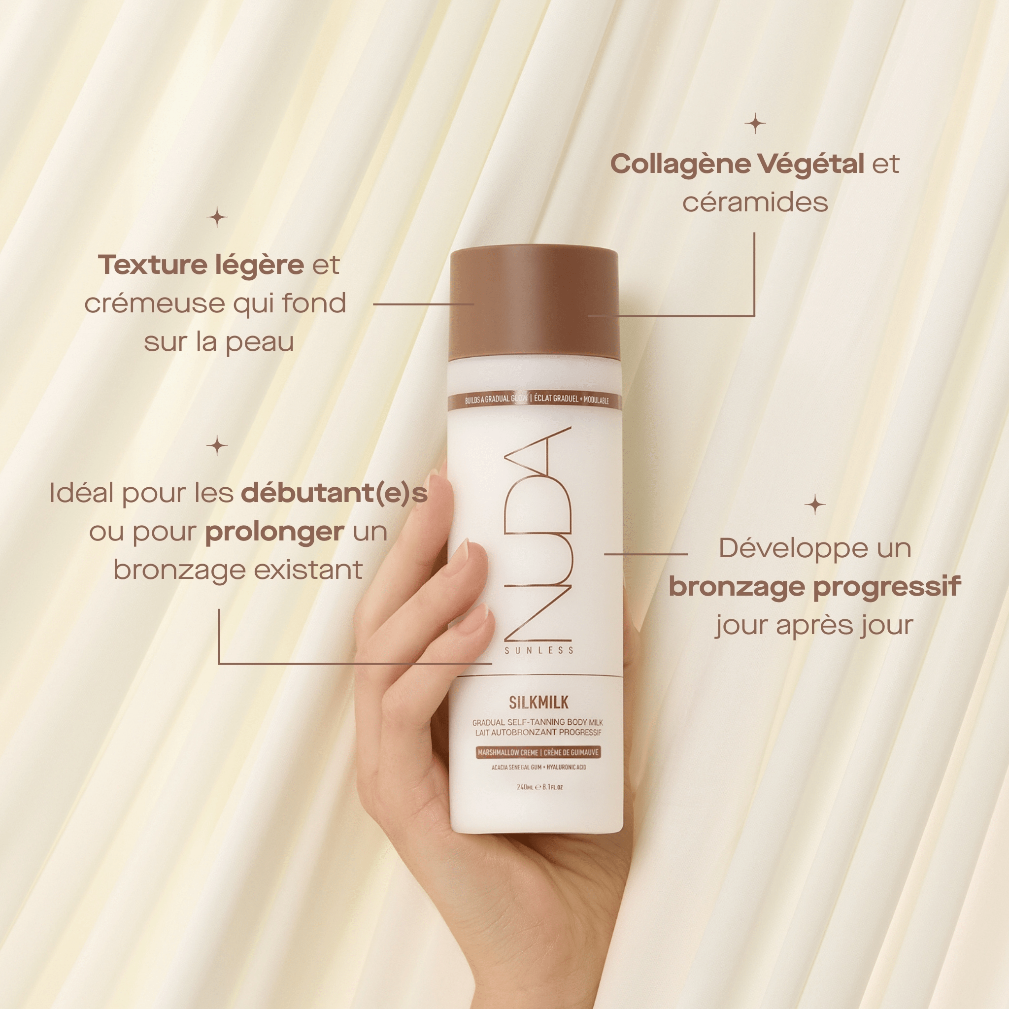Nuda. Lait Autobronzant Graduel Silk Milk - 240 ml - Concept C. Shop