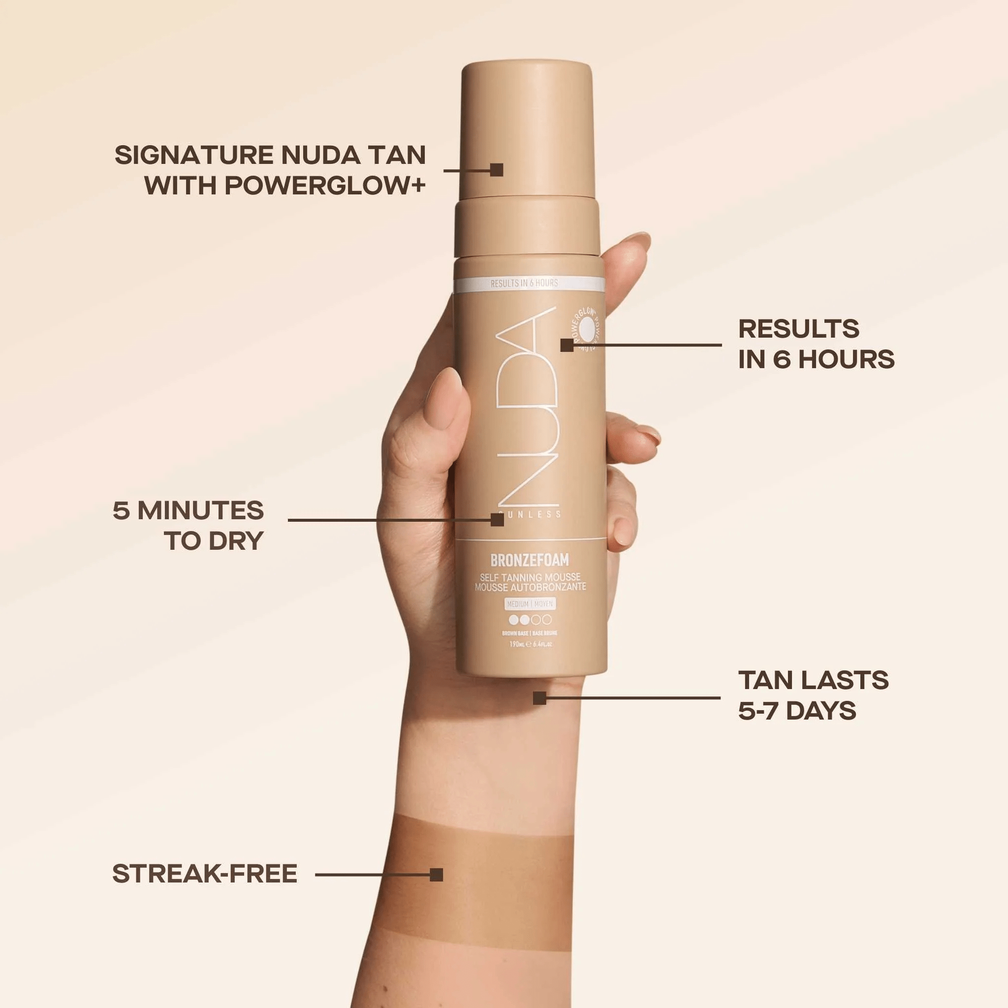 Nuda. Mousse Autobronzante Bronzefoam - Moyen - 190 ml - Concept C. Shop