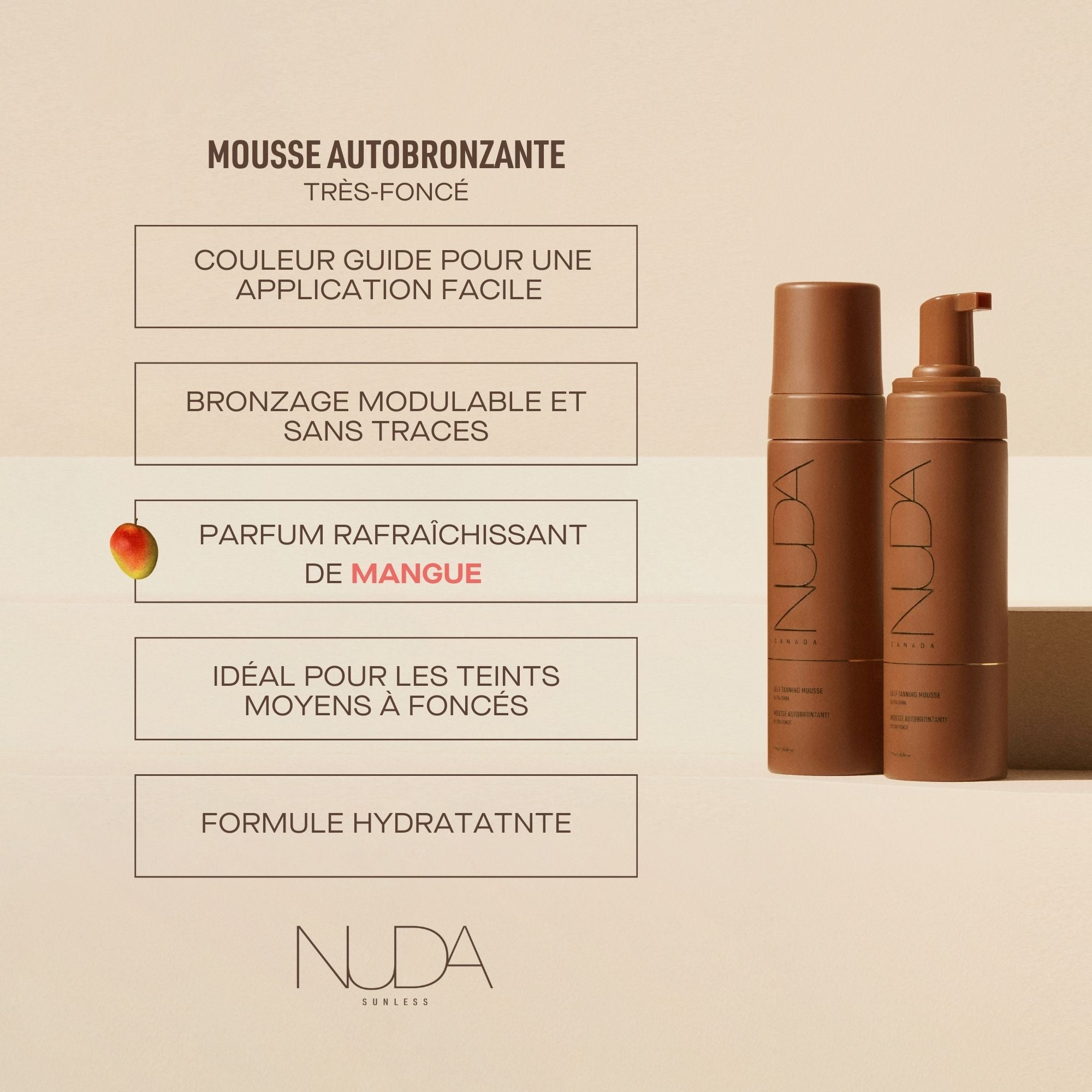 Nuda. Mousse Autobronzante - Très Foncé - 190 ml - Concept C. Shop