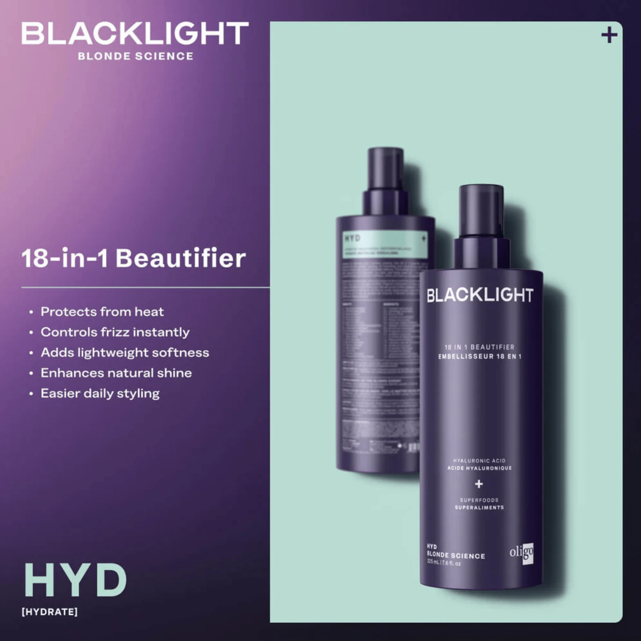 Oligo. Brume Soin Embellisseur 18 - En - 1 Blacklight - 225 ml - Concept C. Shop