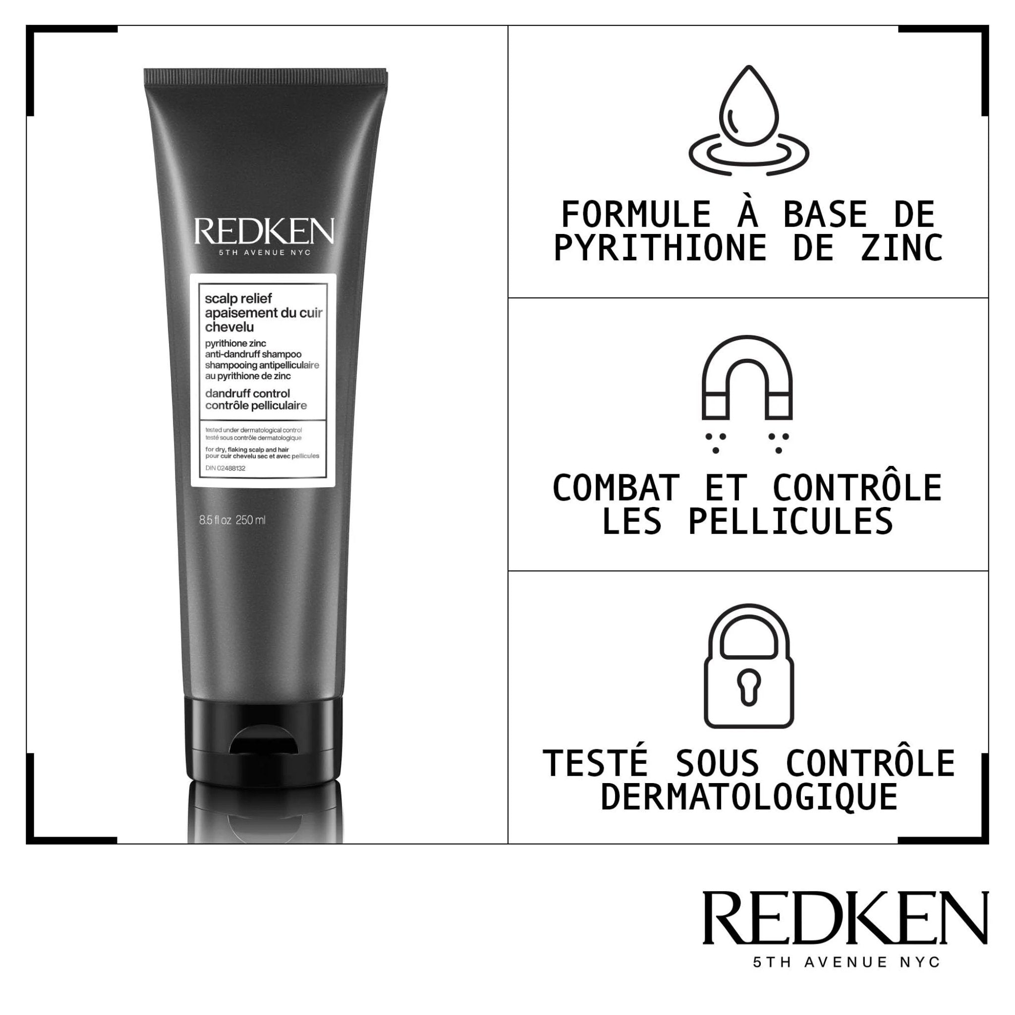 Redken. Shampoing Antipelliculaire Scalp Relief - 250 ml - Concept C. Shop