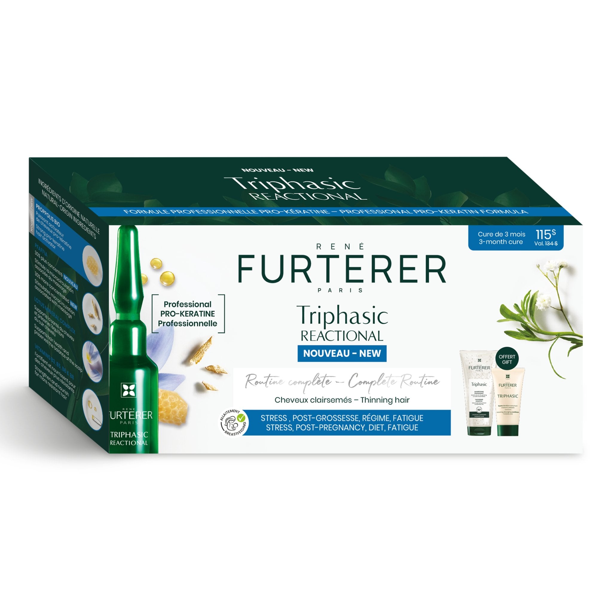 René Furterer. Coffret Triphasic Reactional - Cure Complète (12 X 5 ml) (en solde) - Concept C. Shop