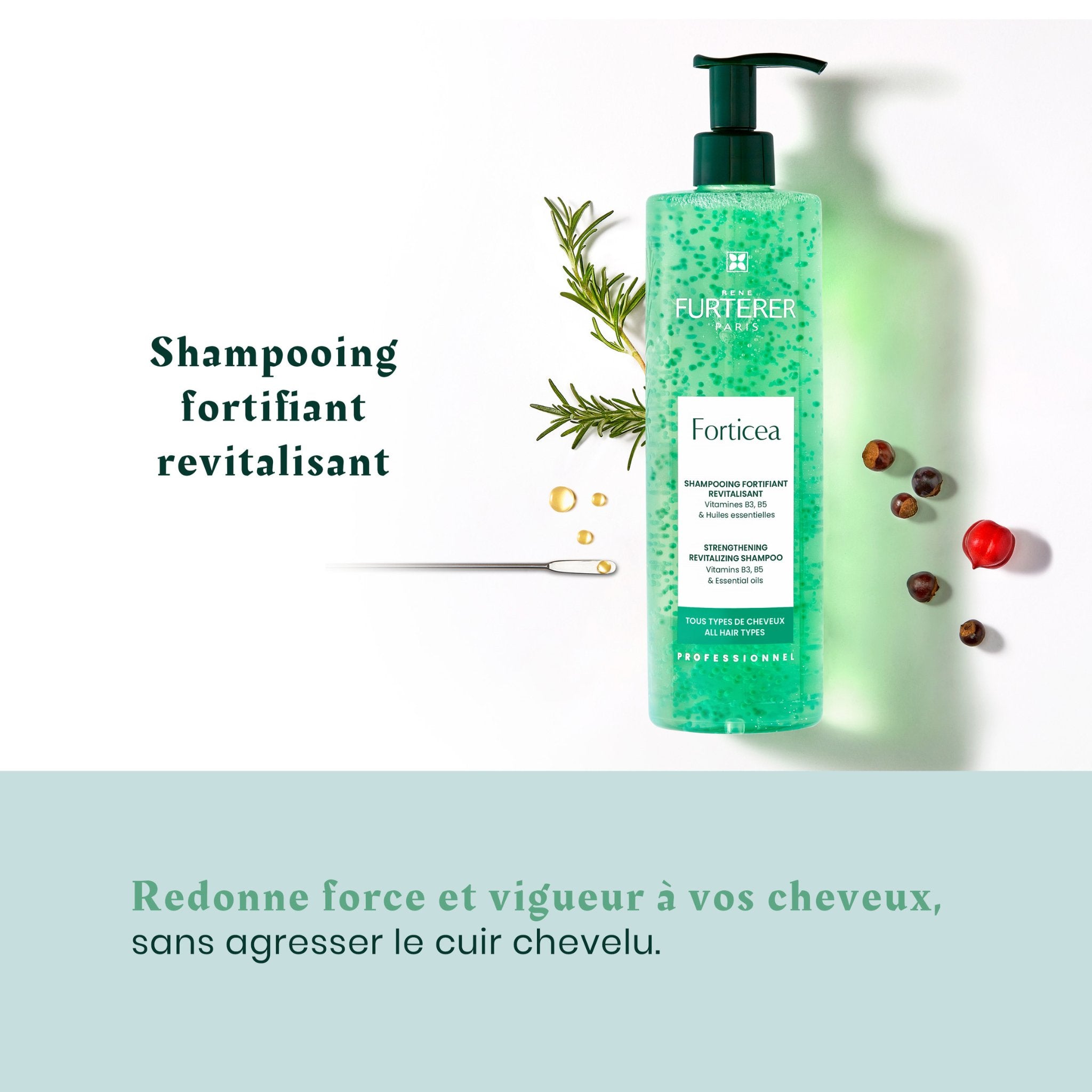 René Furterer. Forticea Shampoing fortifiant revitalisant Vitamins B3, B5 & huiles essentielles - 600 ml - Concept C. Shop