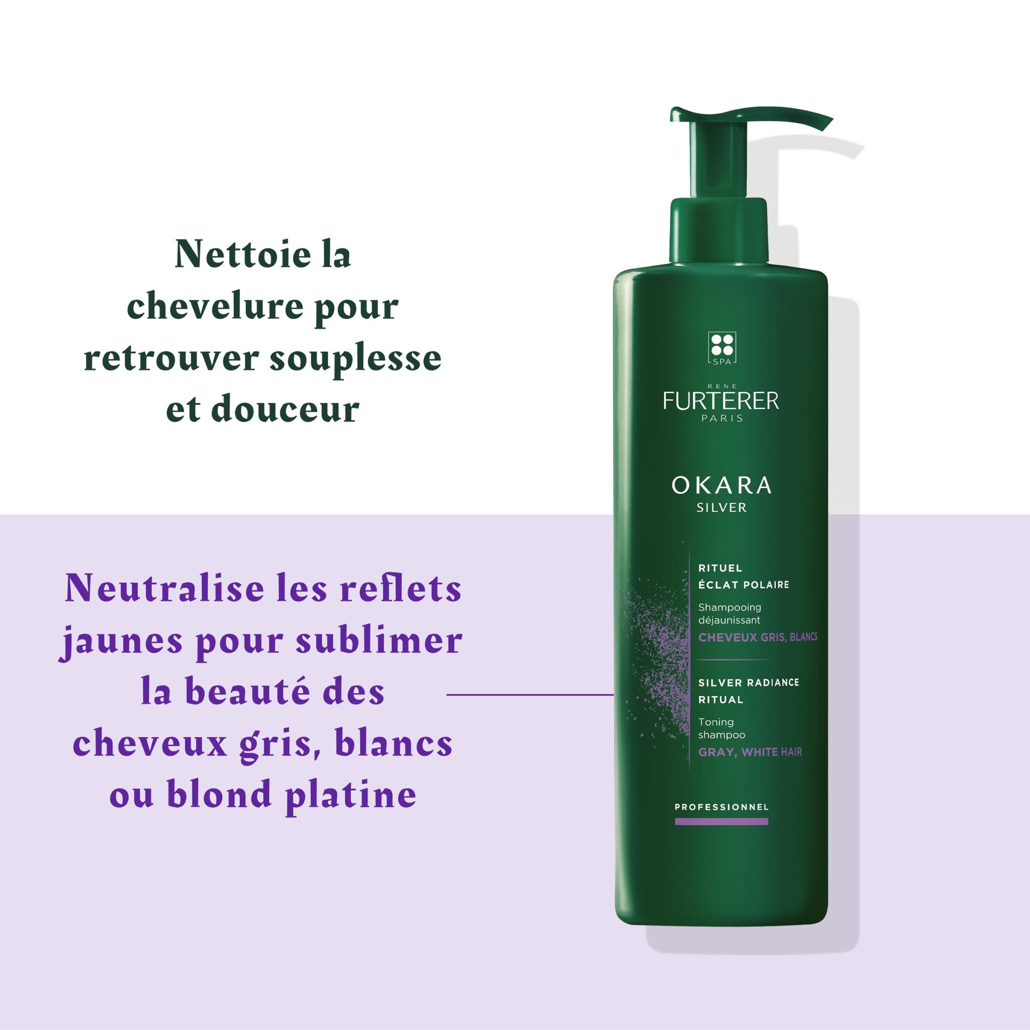 René Furterer. Okara Silver Shampoing Déjaunissant - 600 ml - Concept C. Shop