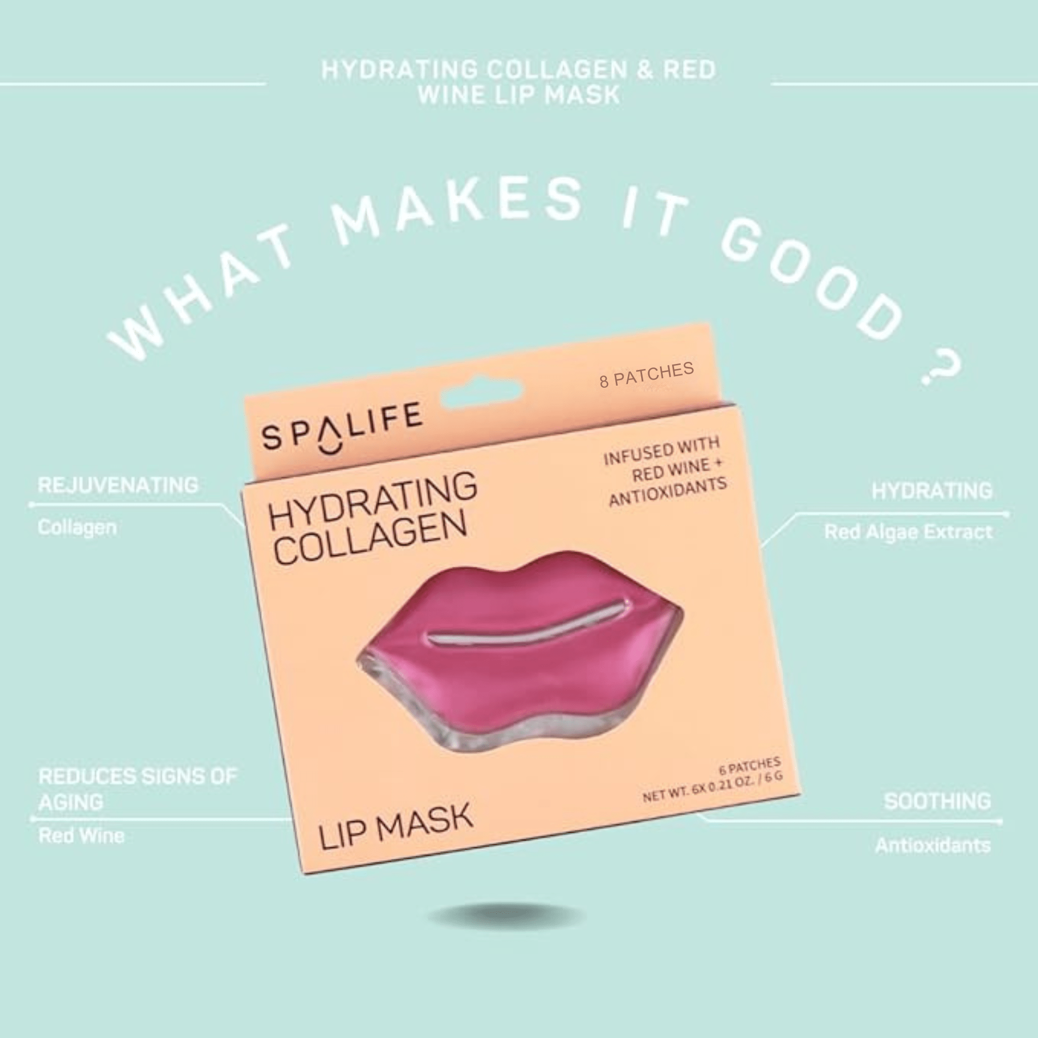 Spa Life. Masque Hydratant Pour Les Lèvres Au Collagène - 8 Unités - Concept C. Shop