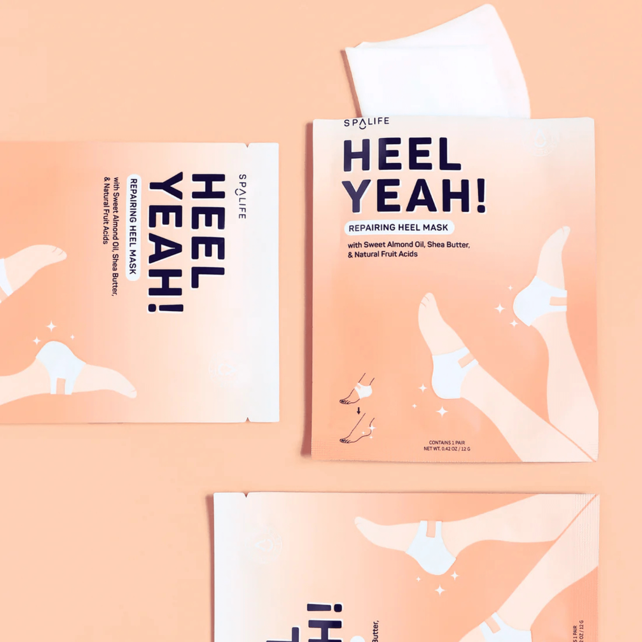 Spa Life. Masque Réparateur Pour Talons Huile D'Amande Douce, Beurre De Karité Et Acides De Fruits Naturels - 3 Paires - Concept C. Shop