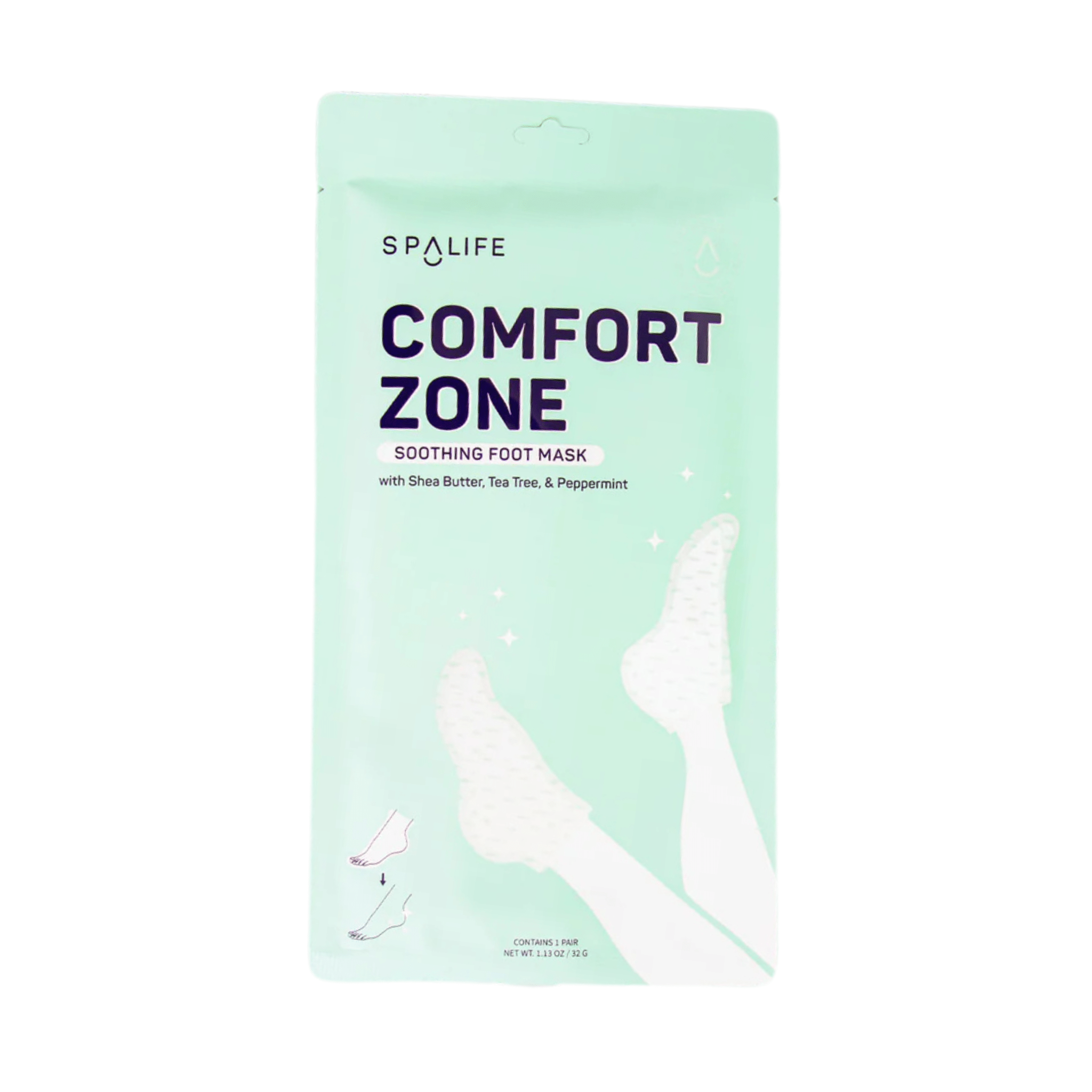 Spa Life. Masques Apaisants Pour Les Pieds Au Beurre De Karité, L'Arbre À Thé & Menthe Poivrée - 1 Paire - Concept C. Shop