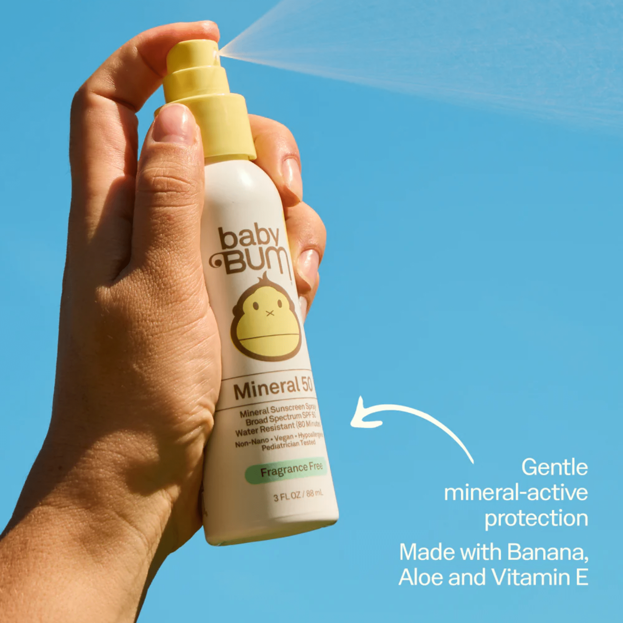 Sun Bum. Crème Solaire Minérale En Vaporisateur Pour Bébé Baby Bum FPS 50 - 88 ml - Concept C. Shop