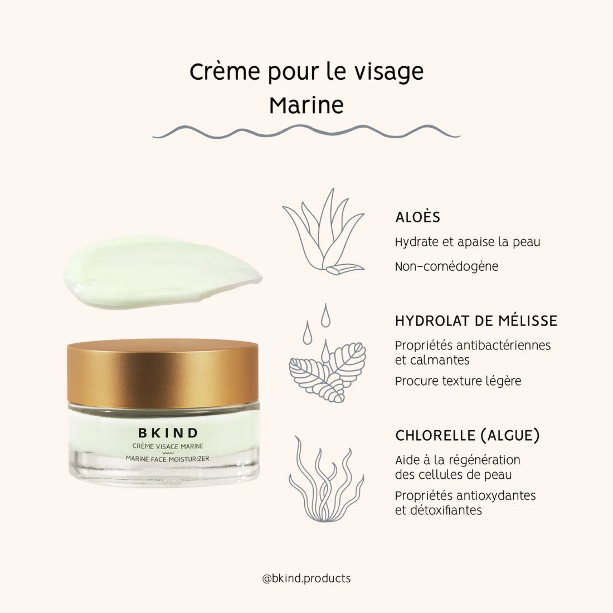 Bkind. Crème Hydratante Visage aux Algues Marines - 45 ml - Concept C. Shop