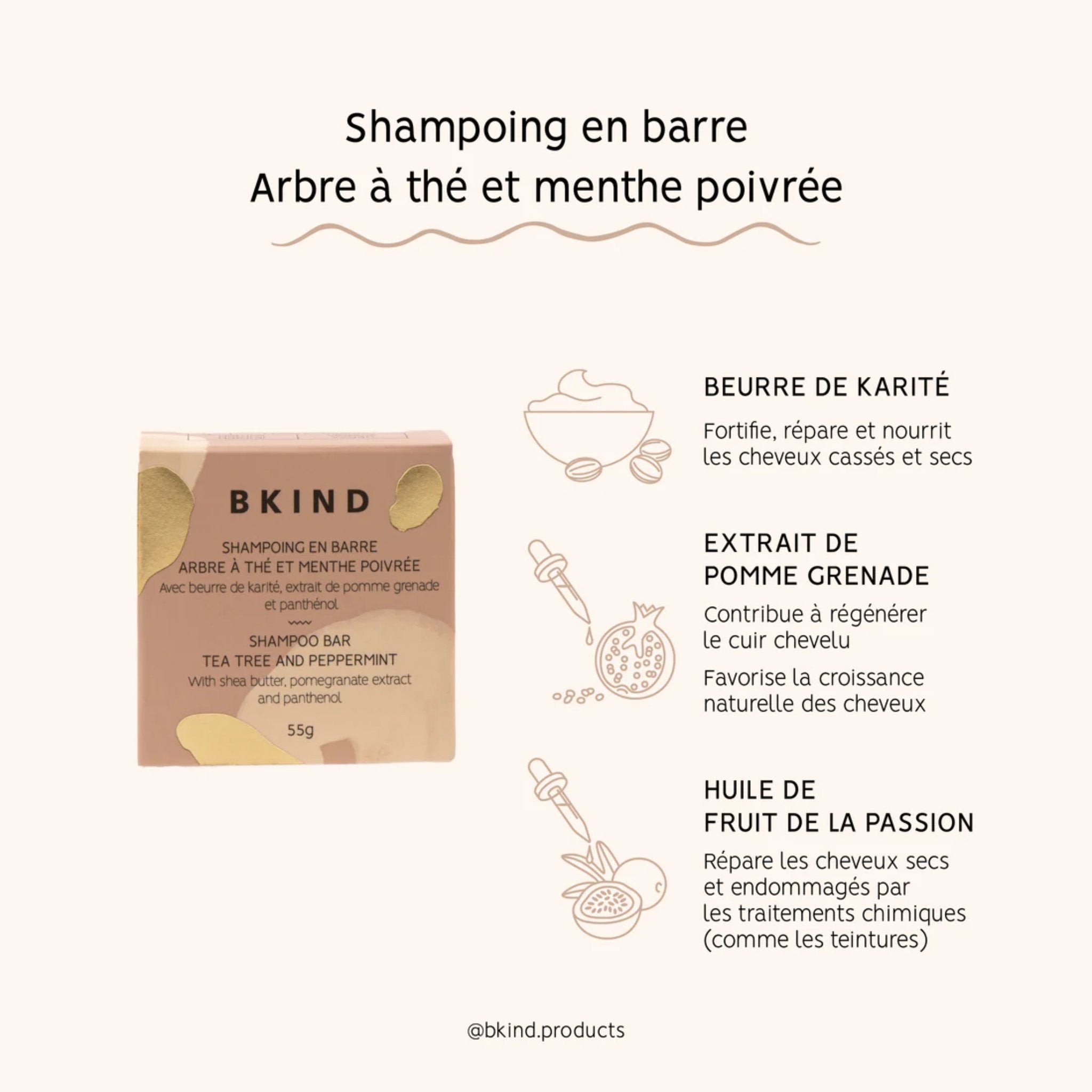 BKIND. Shampoing en Barre - Cheveux Colorés ou Blancs - 55 g - Concept C. Shop