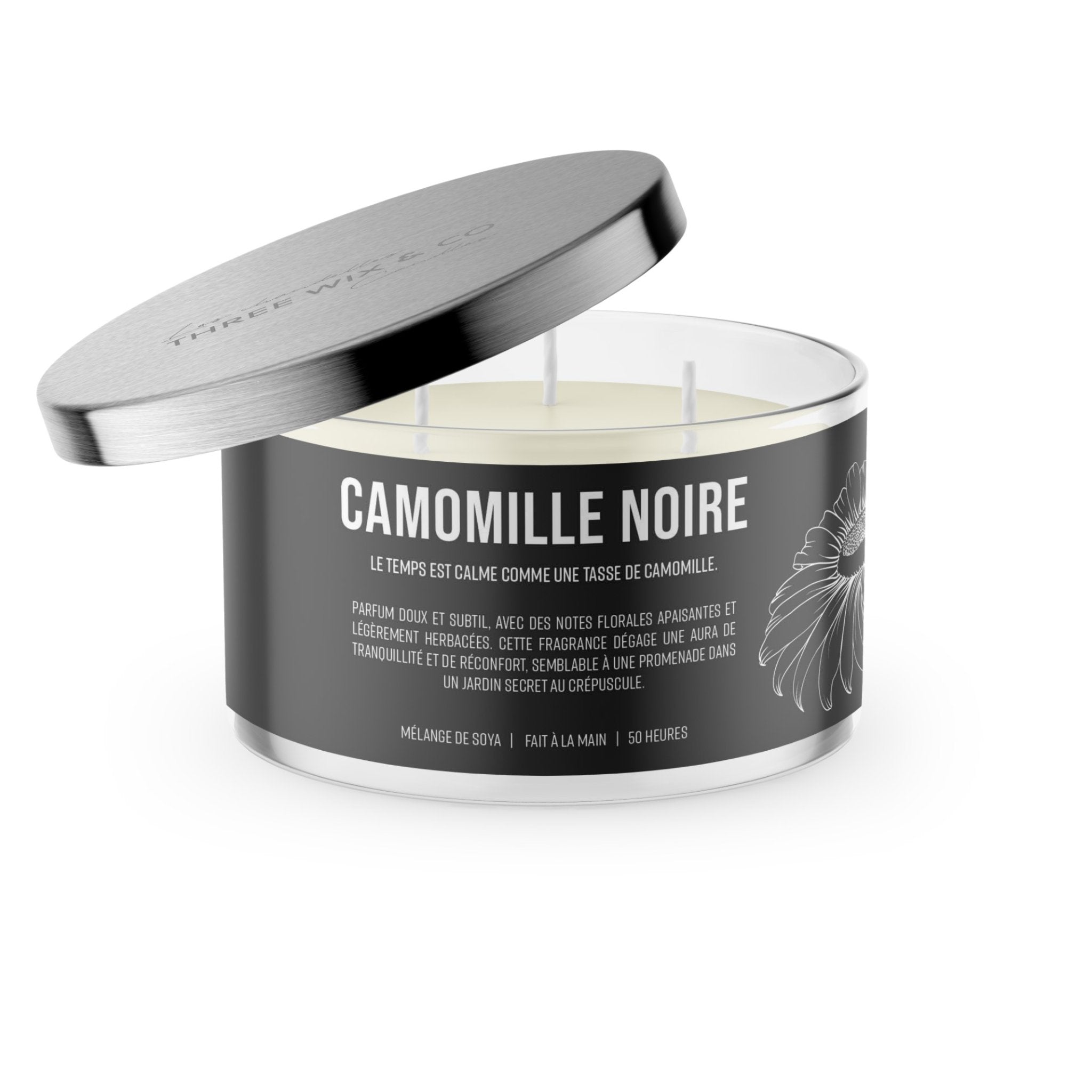 Concept C. Chandelle parfumée à 3 mèches Camomille Noire- 50 heures - Concept C. Shop